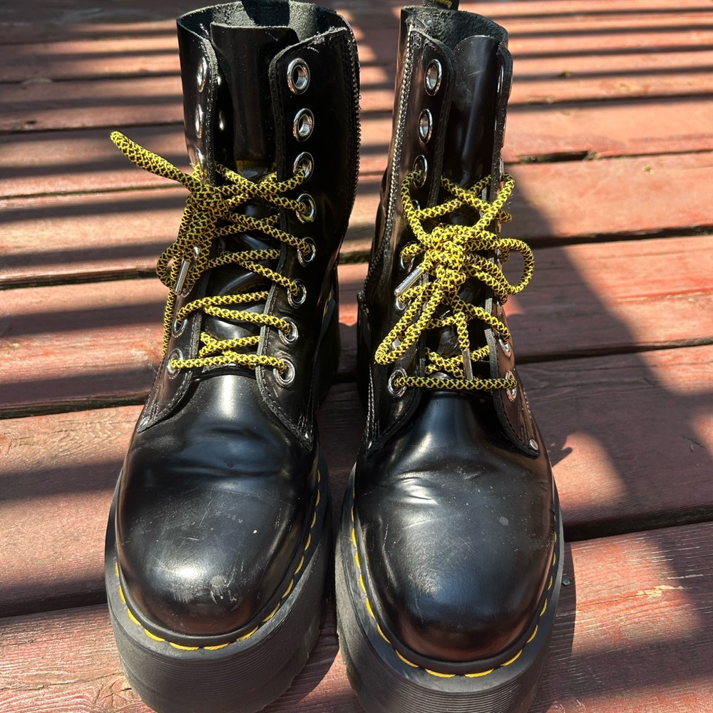 Dr. Martens Jadon Max Boots with Yellow Laces